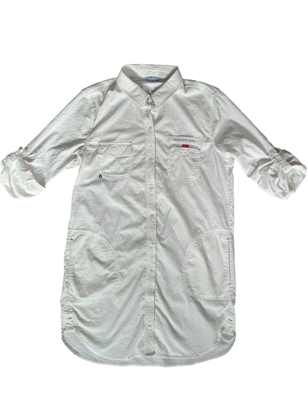 Vineyard Vines Performance Harbor Cover-up Shirt White Size 8